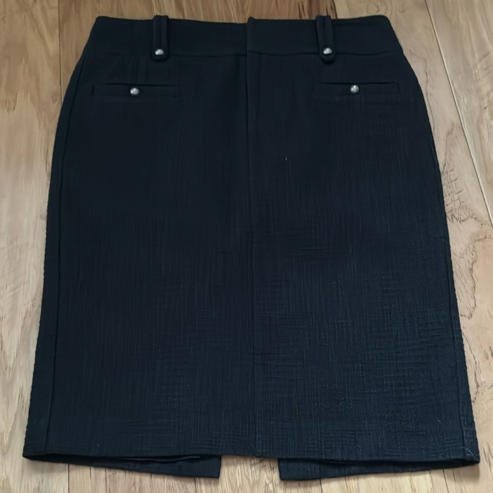Club Monaco Sz 4 textured 100% cotton pencil skirt dark blue / charcoal